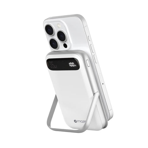 Mazer M-MagAir17-WH MagSafe&Qi2 15W 10,000mAh, USB-C PD35W MagStand Power Bank-White