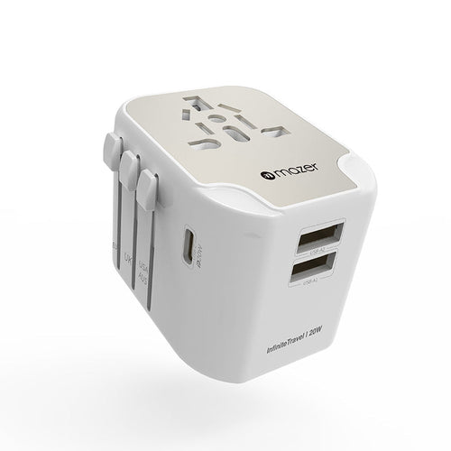 Mazer M-IFTravel120PD-WT PD20W 1C2A World Travel Charger (White Titanium)