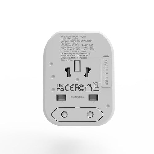 Mazer M-IFTravel120PD-WT PD20W 1C2A World Travel Charger (White Titanium)