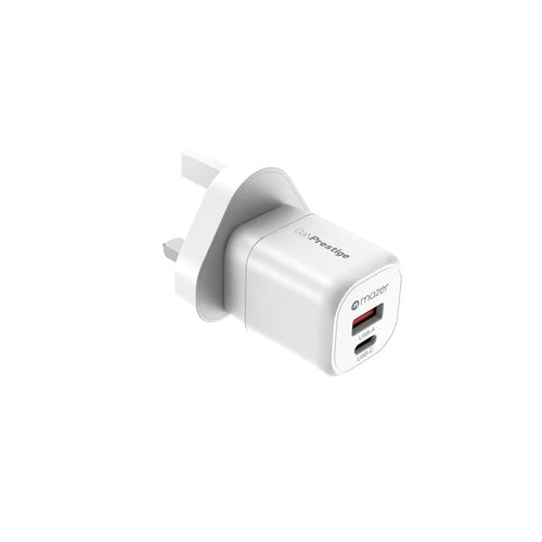Mazer M-G20W-V5-WH PD20W 1C1A Travel Adapter with US+UK Plugs (White)