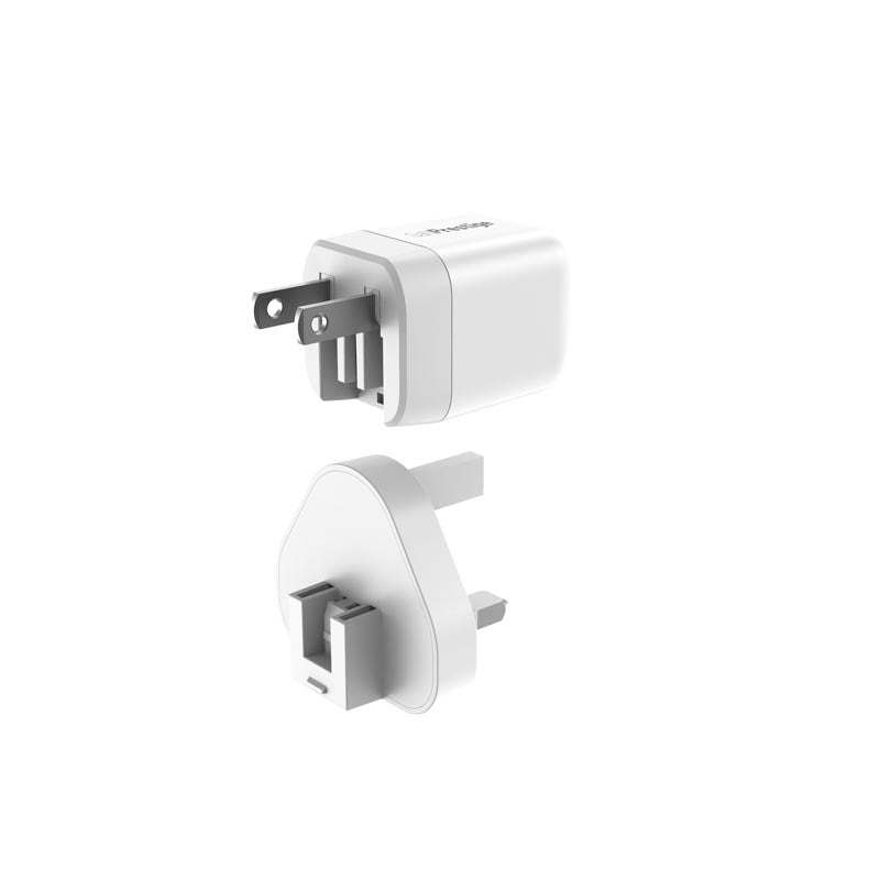 Mazer M-G20W-V5-WH PD20W 1C1A Travel Adapter with US+UK Plugs (White)