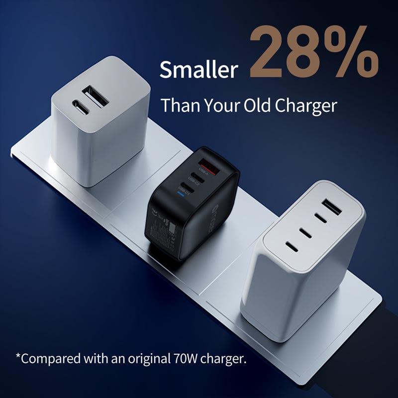 Mazer M-G70W-V5-BK PD70W 2C1A Travel Adapter with Changeable Plugs (Black)