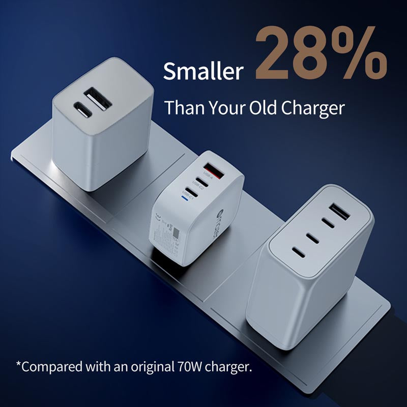 Mazer M-G70W-V5-WH PD70W 2C1A Travel Adapter with Changeable Plugs (White)