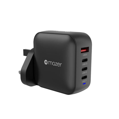 Mazer M-G100W-V5-BK PD100W 3C1A Travel Adapter with Changeable Plugs (Black)