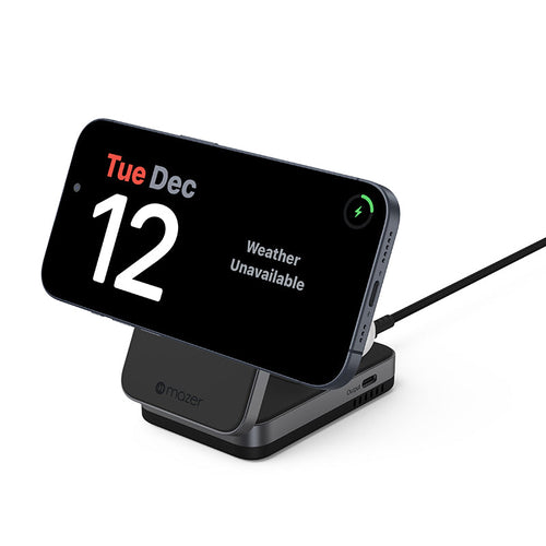 Mazer M-qi2-MagFold02-BK/Qi2 32W Wireless Foldable 2in1+USB-C PD12W Charger (Black)