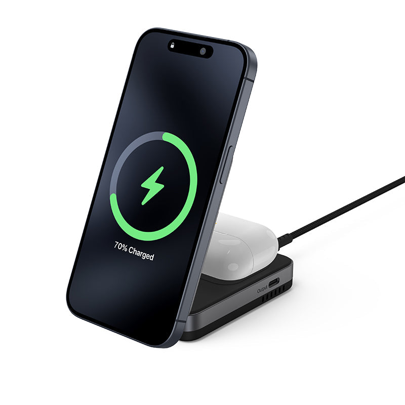 Mazer M-qi2-MagFold02-BK/Qi2 32W Wireless Foldable 2in1+USB-C PD12W Charger (Black)