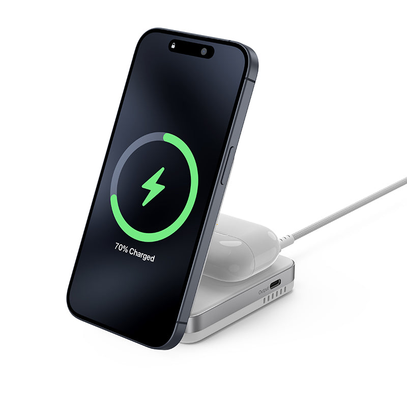 Mazer M-qi2-MagFold02-WH/Qi2 32W Wireless Foldable 2in1+USB-C PD12W Charger (White)