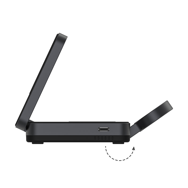 Mazer M-qi2-MagFold05-BK/Qi2 23W Foldable 3in1 Wireless Charger (Black)