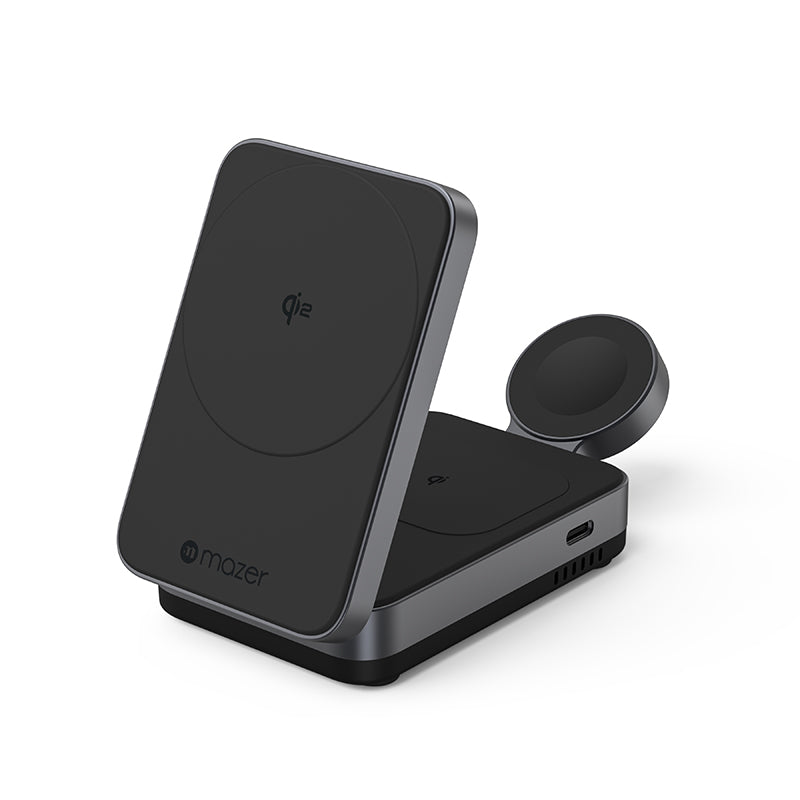 Mazer M-qi2-MagFold05-BK/Qi2 23W Foldable 3in1 Wireless Charger (Black)
