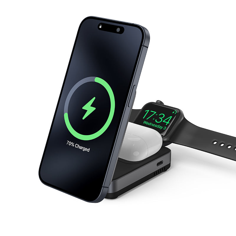 Mazer M-qi2-MagFold05-BK/Qi2 23W Foldable 3in1 Wireless Charger (Black)