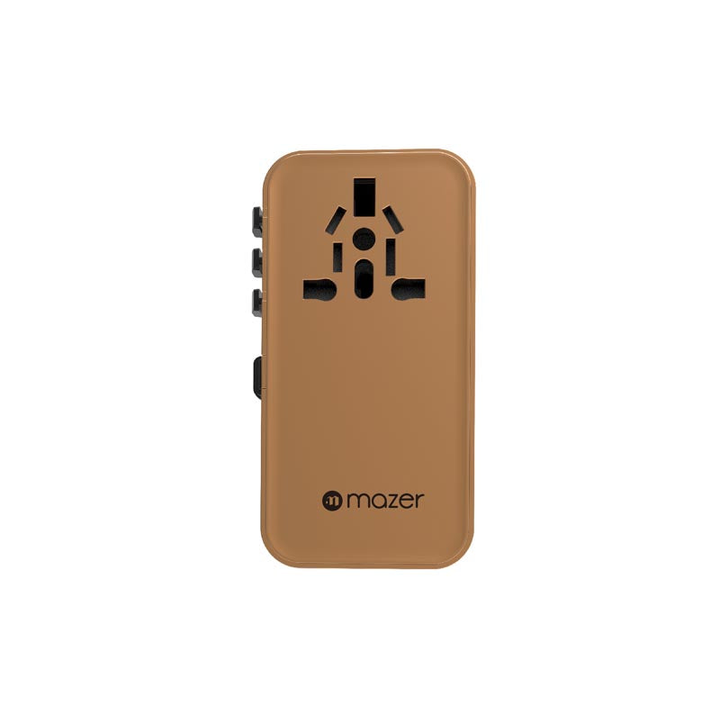 Mazer M-IFTravel380-DT PD100W 2C1A with 1 Built-in USB-C Cable Universal Adapter (Dessert Titanium)