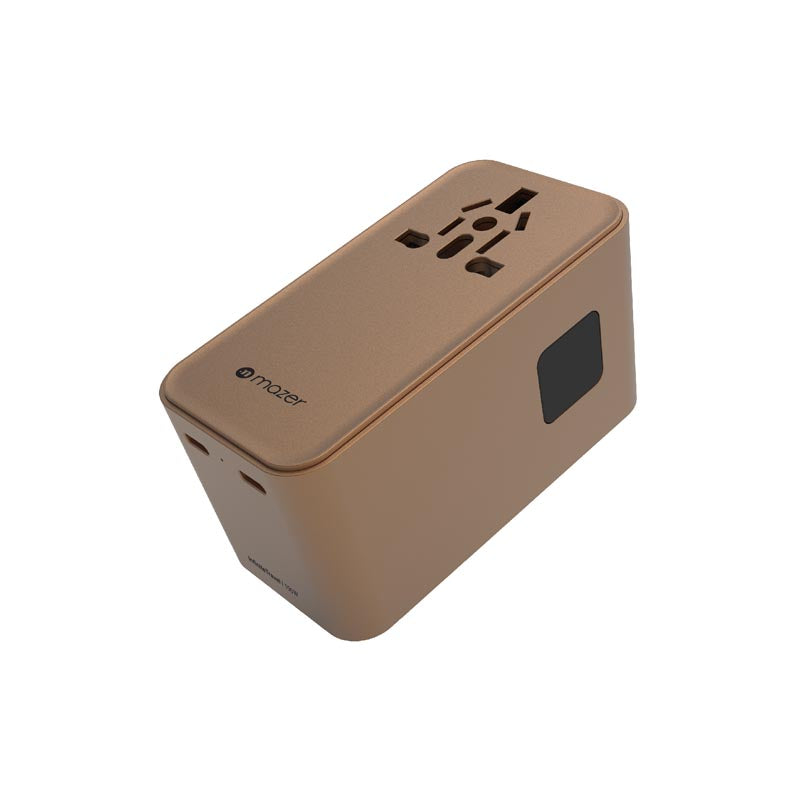 Mazer M-IFTravel380-DT PD100W 2C1A with 1 Built-in USB-C Cable Universal Adapter (Dessert Titanium)
