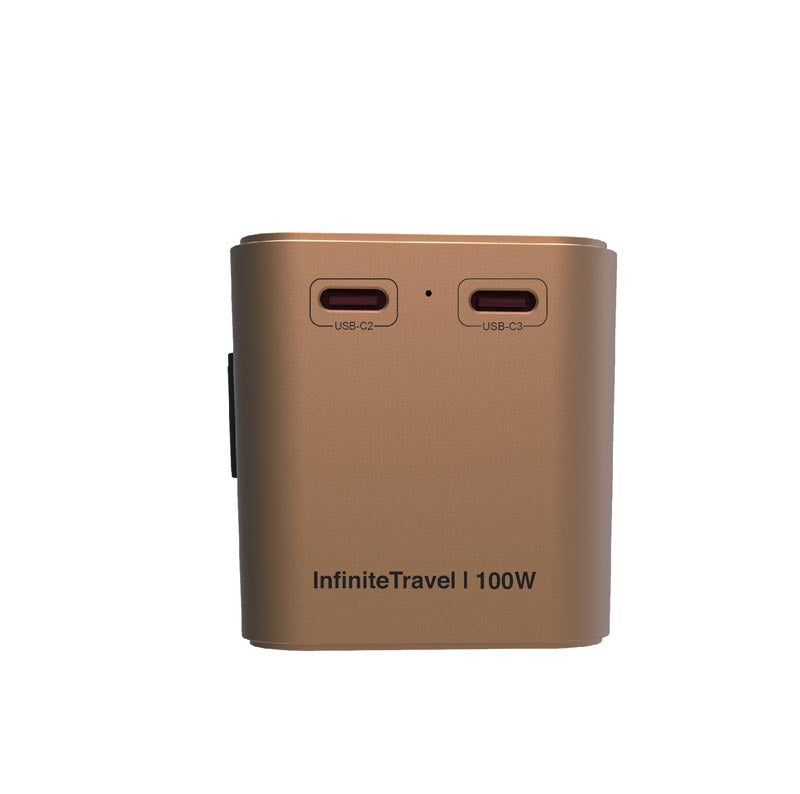 Mazer M-IFTravel380-DT PD100W 2C1A with 1 Built-in USB-C Cable Universal Adapter (Dessert Titanium)