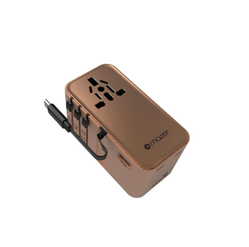 Mazer M-IFTravel380-DT PD100W 2C1A with 1 Built-in USB-C Cable Universal Adapter (Dessert Titanium)