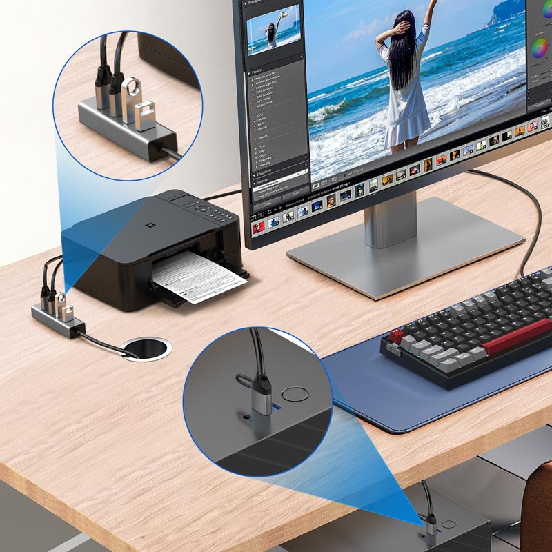 Mazer M-UC2OTG-Duo Dual-Connects (USB-C+USB-A) to USB-A X 4 ports with 5Gbps Data (Grey)