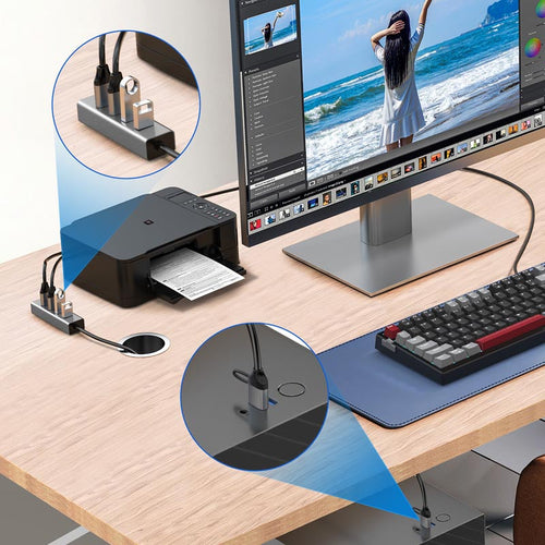Mazer M-UC2OTG-Duo Dual-Connects (USB-C+USB-A) to USB-A X 4 ports with 5Gbps Data (Grey)