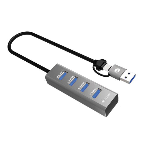 Mazer M-UC2OTG-Duo Dual-Connects (USB-C+USB-A) to USB-A X 4 ports with 5Gbps Data (Grey)