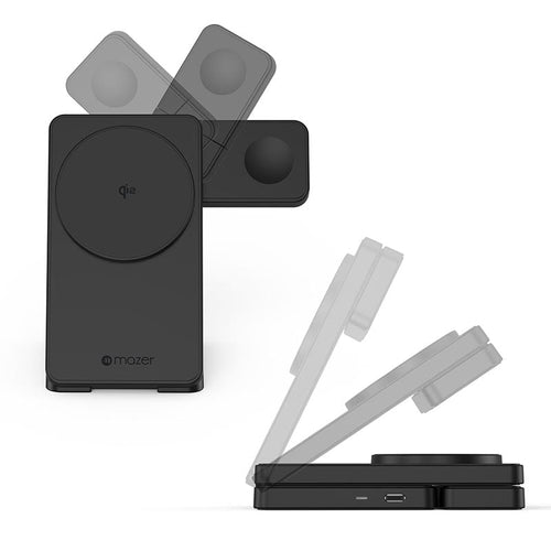 Mazer M-qi2-MagFold06-BK/qi2 25W Foldable 3-in-1 Wireless Charging Stand - Black
