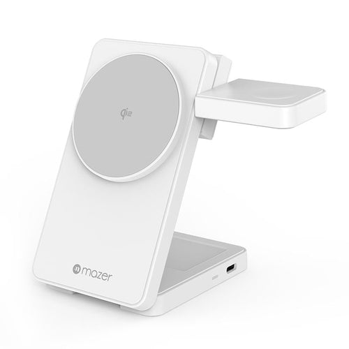 Mazer M-qi2-MagFold06-WH/qi2 25W Foldable 3-in-1 Wireless Charging Stand - White