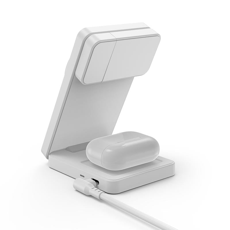 Mazer M-qi2-MagFold06-WH/qi2 25W Foldable 3-in-1 Wireless Charging Stand - White
