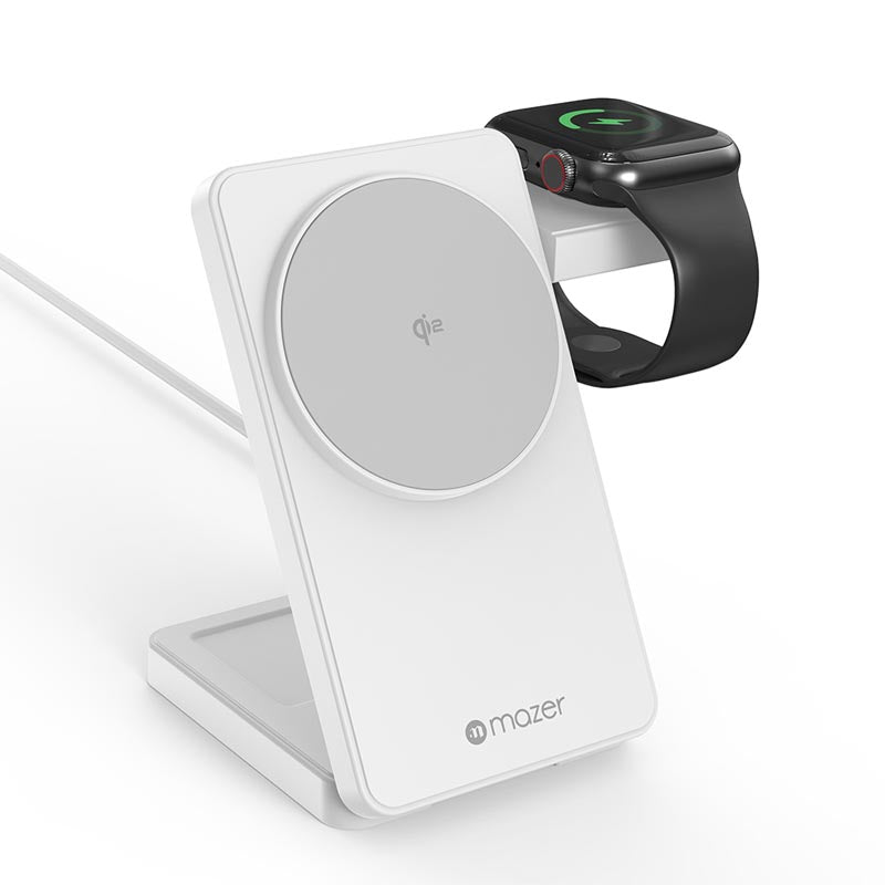 Mazer M-qi2-MagFold06-WH/qi2 25W Foldable 3-in-1 Wireless Charging Stand - White