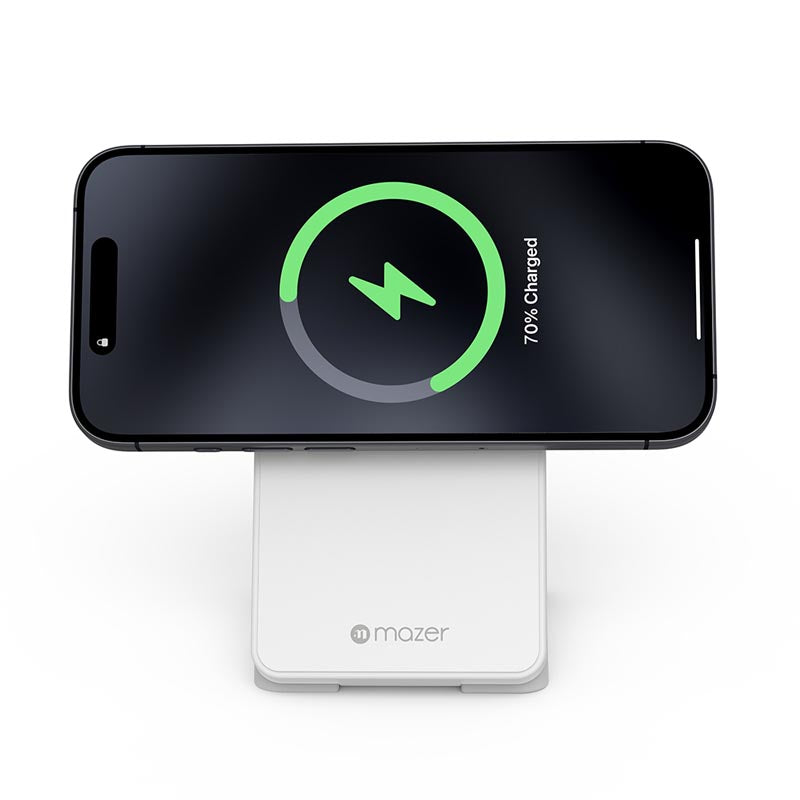 Mazer M-qi2-MagFold06-WH/qi2 25W Foldable 3-in-1 Wireless Charging Stand - White