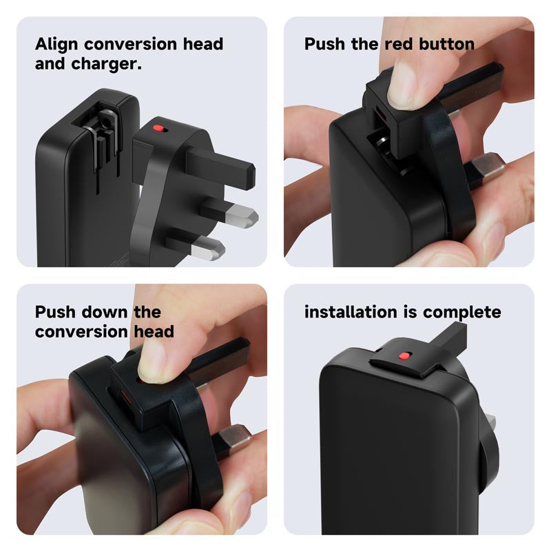 Mazer M-G65SLIM-BK GaN PD65W 1C1A with Travel Plugs (Black)