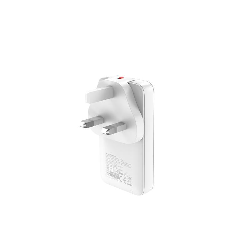 Mazer M-G65SLIM-WH GaN PD65W 1C1A with Travel Plugs (White)