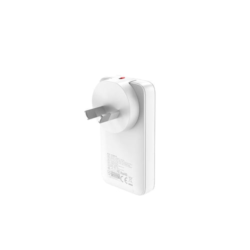 Mazer M-G65SLIM-WH GaN PD65W 1C1A with Travel Plugs (White)