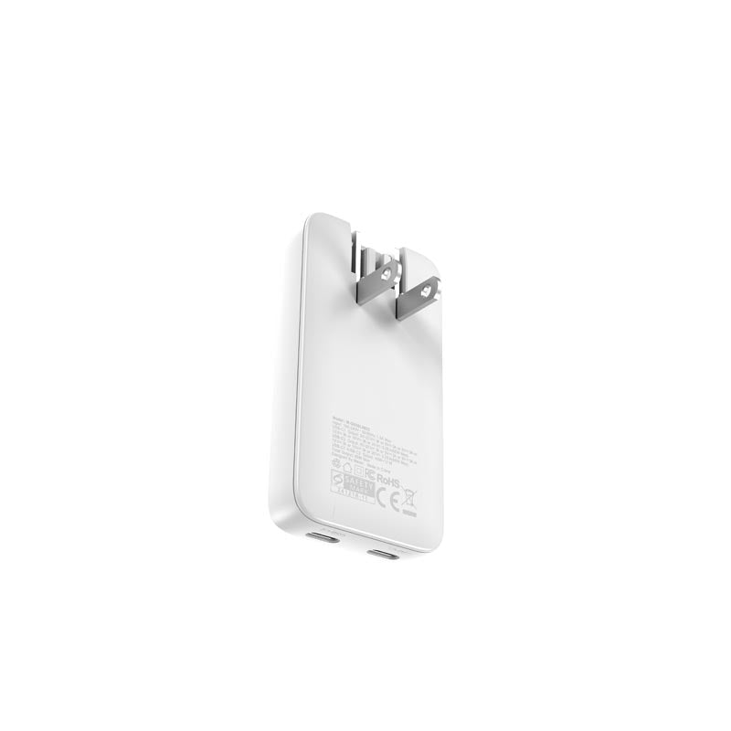 Mazer M-G65SLIM2C-WH GaN PD65W 2C with Travel Plugs (White)