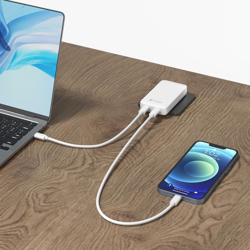 Mazer M-G65SLIM2C-WH GaN PD65W 2C with Travel Plugs (White)