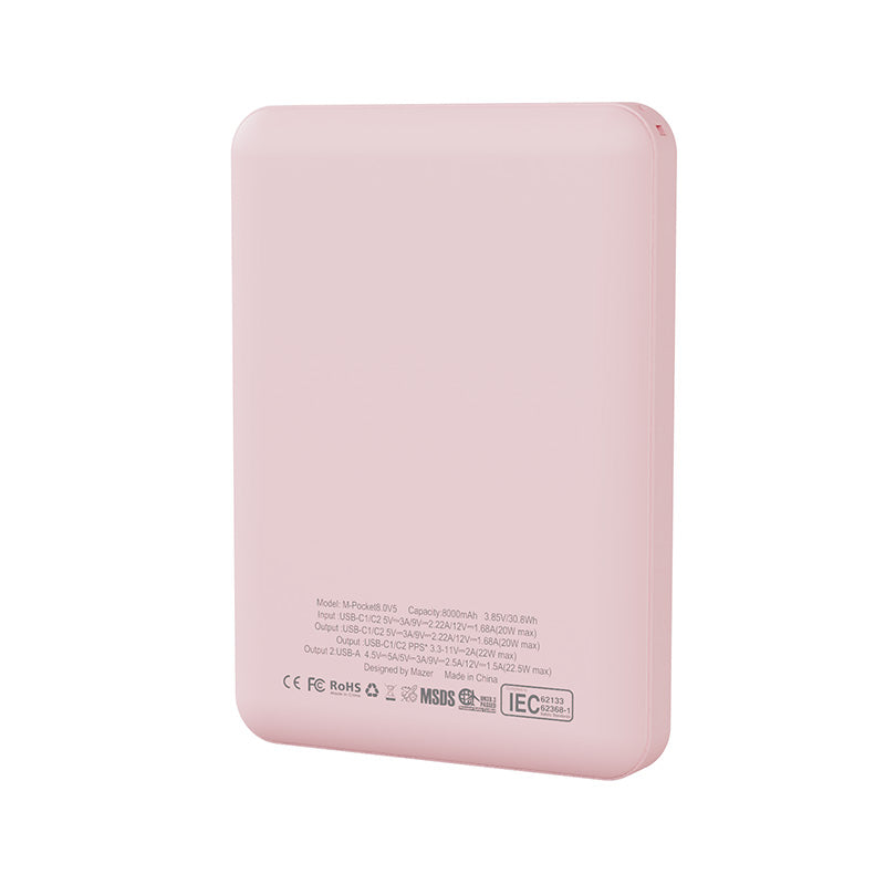 Mazer M-Pocket8.0V5-PK 8000mAh PD20W PocketCharge Powerbank (Pink)