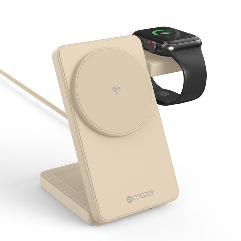Mazer M-qi2-MagFold06-DT/qi2 25W Foldable 3-in-1 Wireless Charging Stand - Desert Titanium