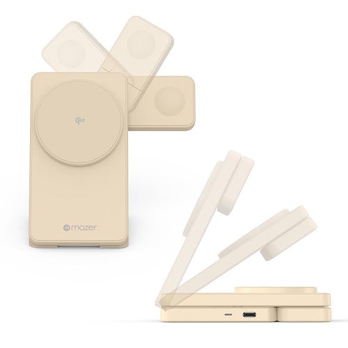 Mazer M-qi2-MagFold06-DT/qi2 25W Foldable 3-in-1 Wireless Charging Stand - Desert Titanium