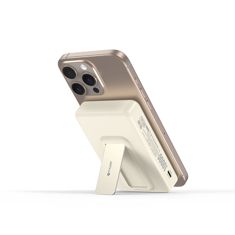 Mazer M-MagAir20-CM Magnetic 15W 10,000mAh PD30W with iStand Power Bank (Cream)
