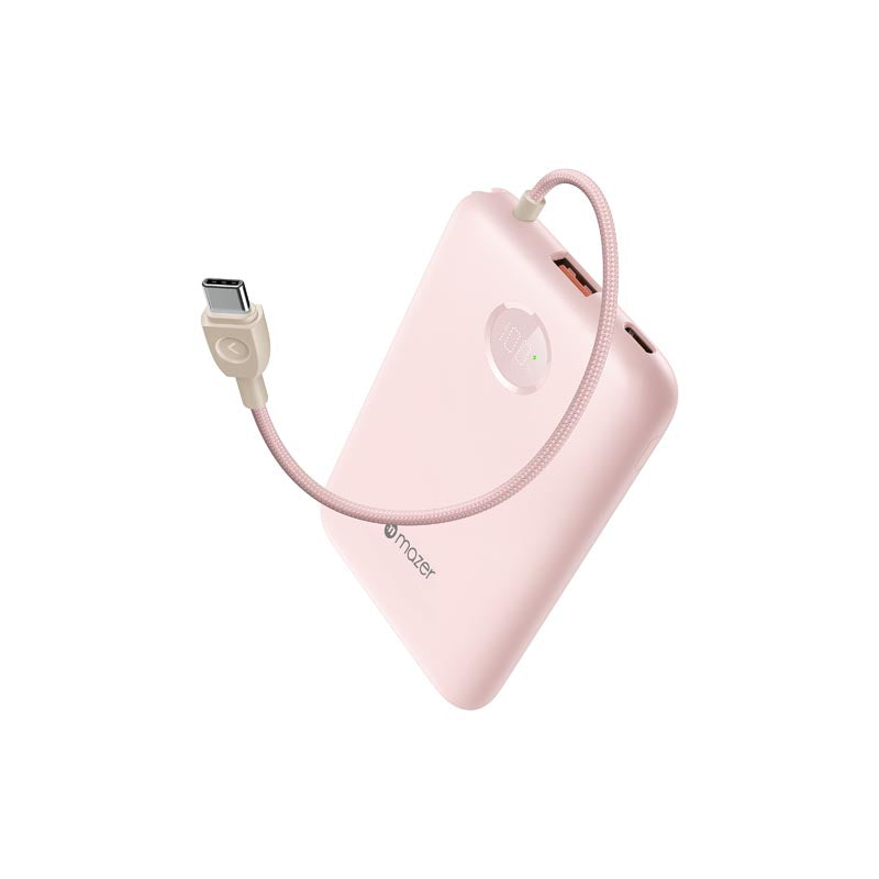 Mazer M-PC20LINK10V2-PK PowerCharge Link PD20W 10K Built-in C Cable Power Bank (Pink)