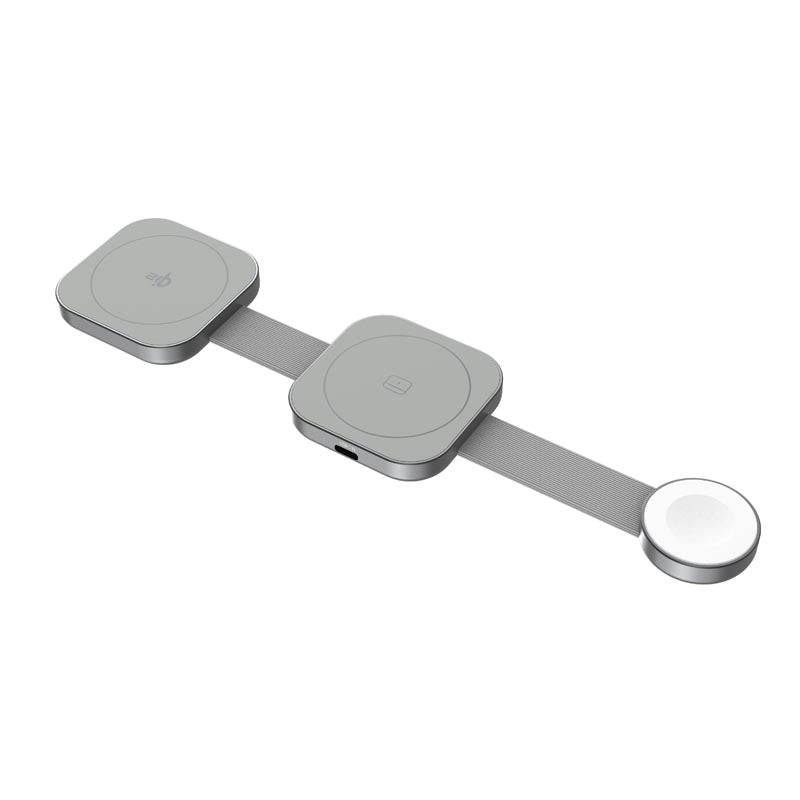 Mazer M-qi2-MagTrifold03-GY/qi2 3-in-1 Trifold Wireless Charging Pad - Grey