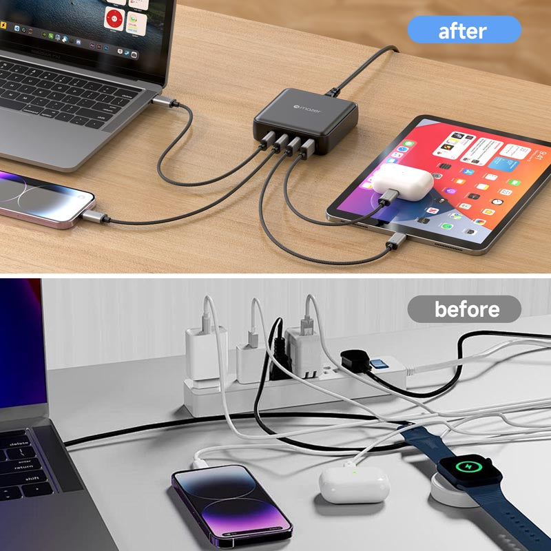 Mazer M-D170W-V5-BK PD170W 8Ports (7C1A) Desktop Charger with 1.5M Power Cable (Black)