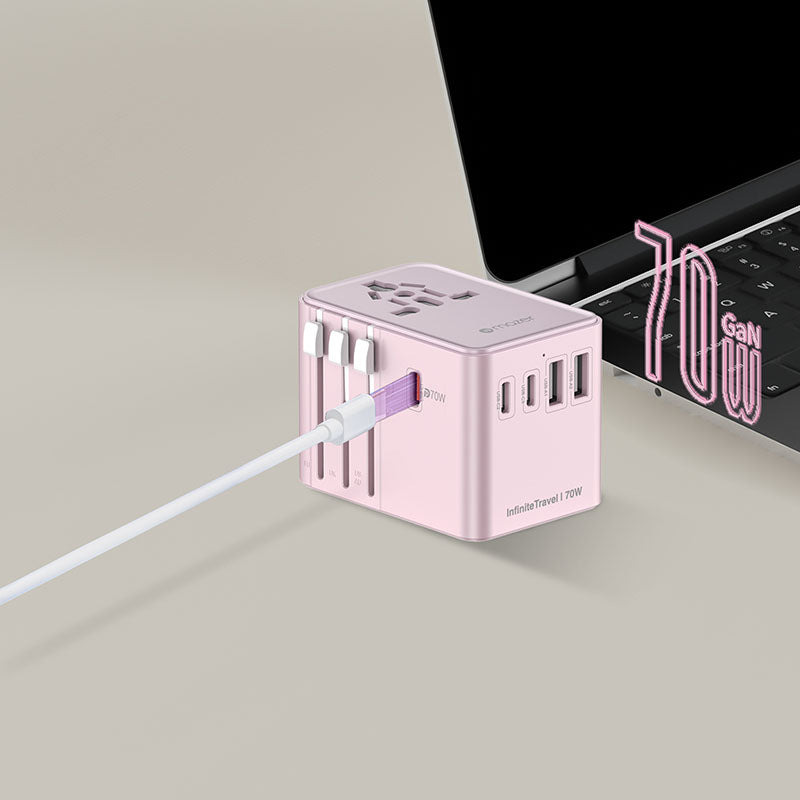 Mazer M-IFTravel170PD-PK InfiniteTravel GaN PD70W 3C+2A World Travel Charger (Pink)