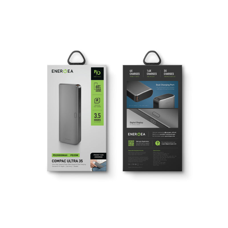 Energea Compac Ultra 35 20000mAh PD35W Power Bank (Gunmetal)