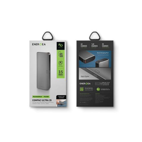 Energea Compac Ultra 35 20000mAh PD35W Power Bank (Gunmetal)