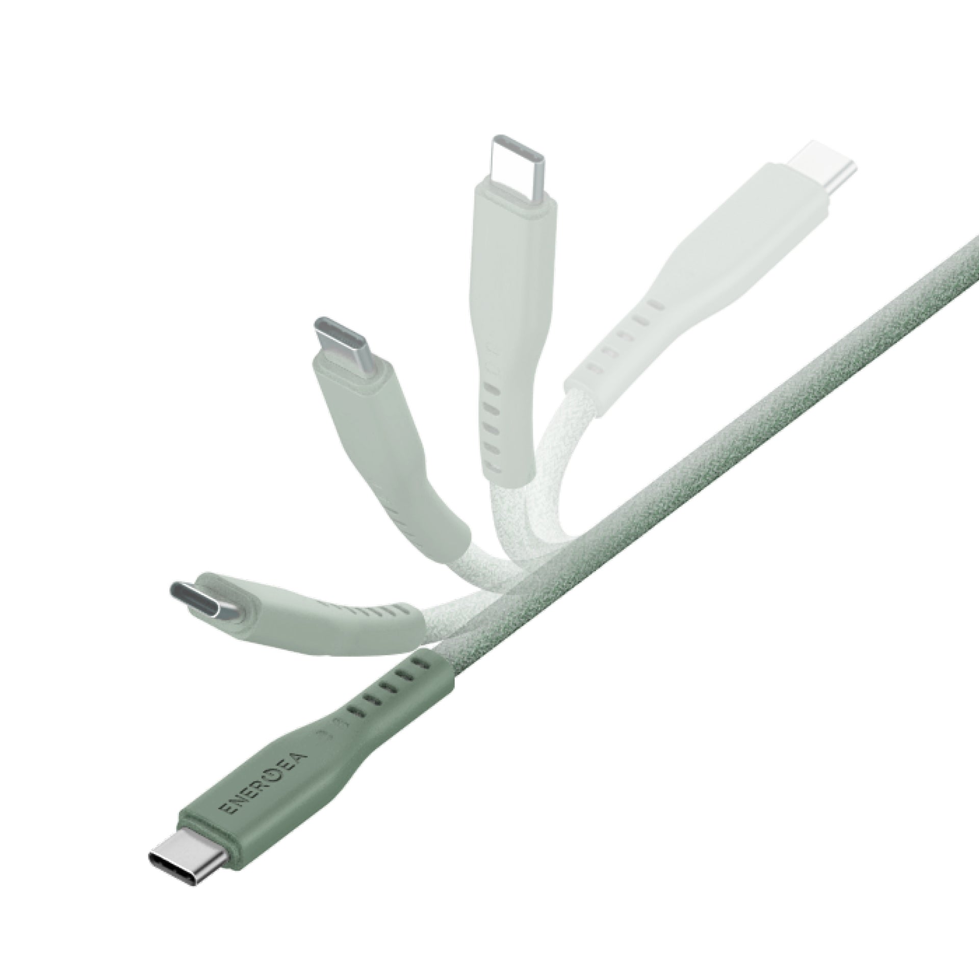 Energea Flow 240W USBC-C 1.5m Cable w Cable Tie (Green)