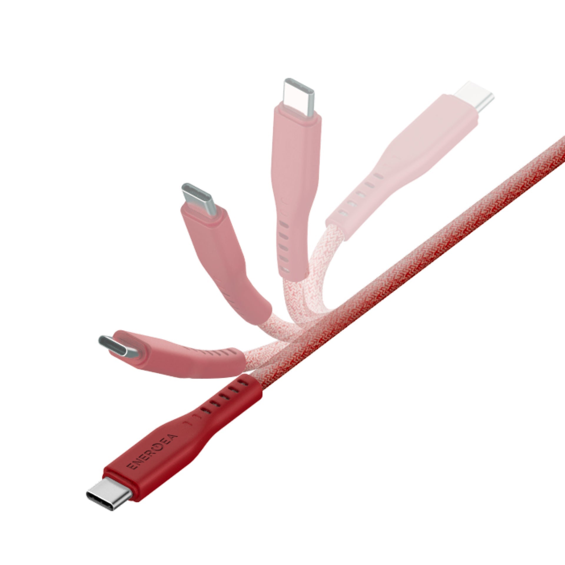 Energea Flow 240W USBC-C 1.5m Cable w Cable Tie (Red)