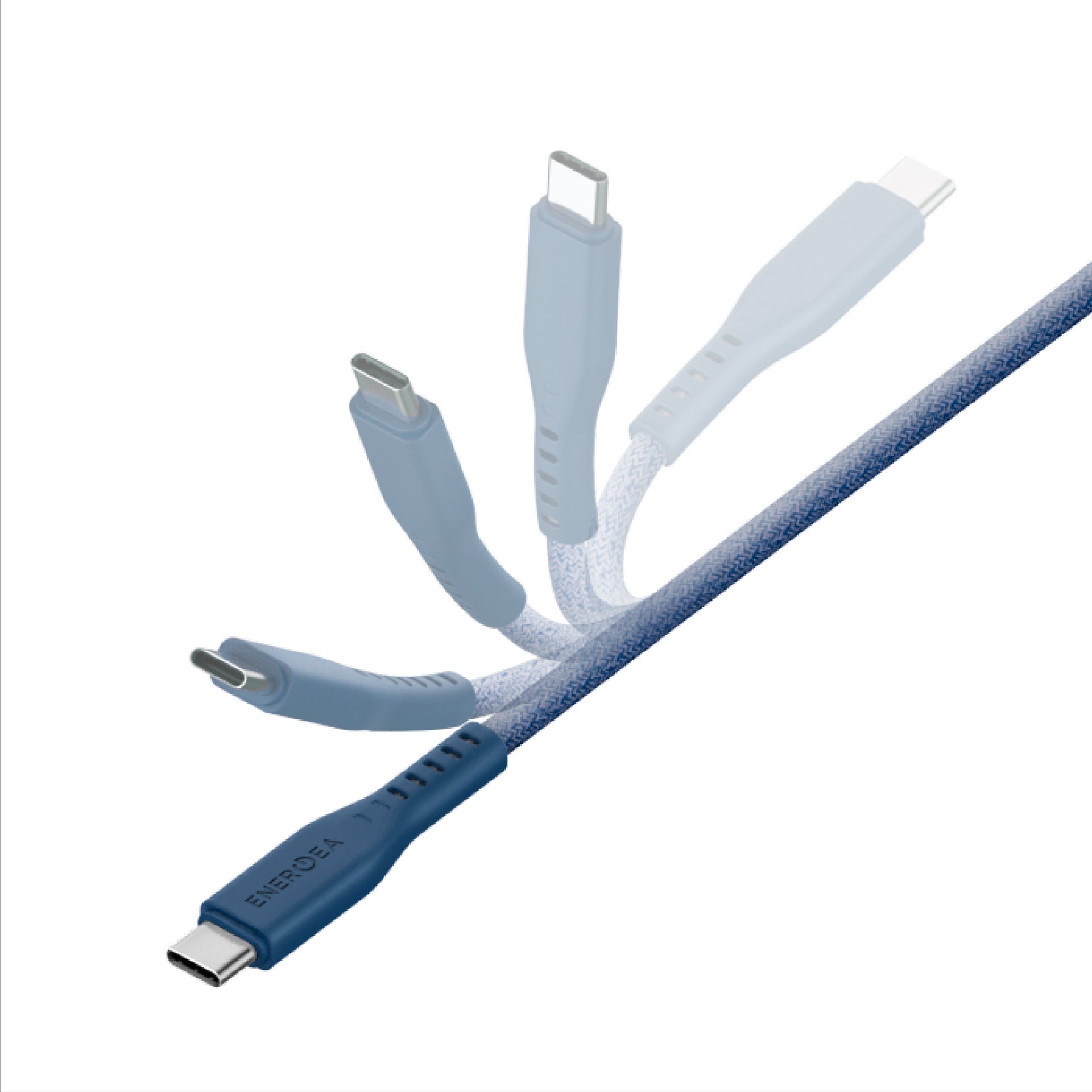 Energea Flow 240W USBC-C 1.5m Cable w Cable Tie (Blue)