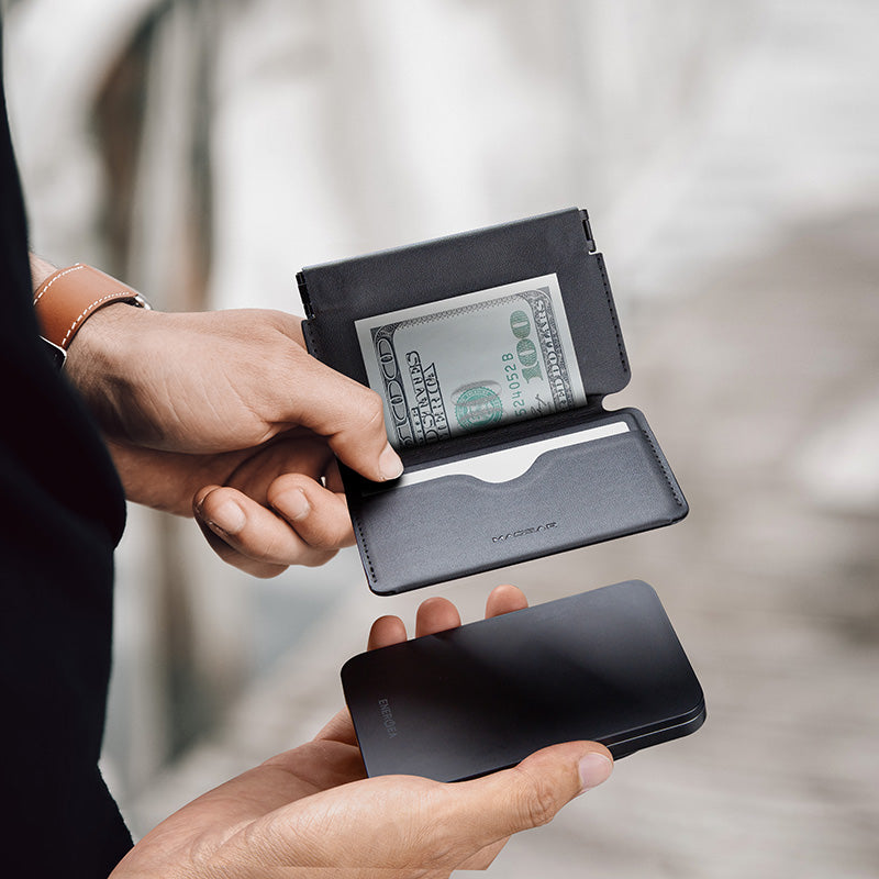 Energea Magwallet Cash 10000mAh Power Bank with Card Slot and Coin Pouch (Black)