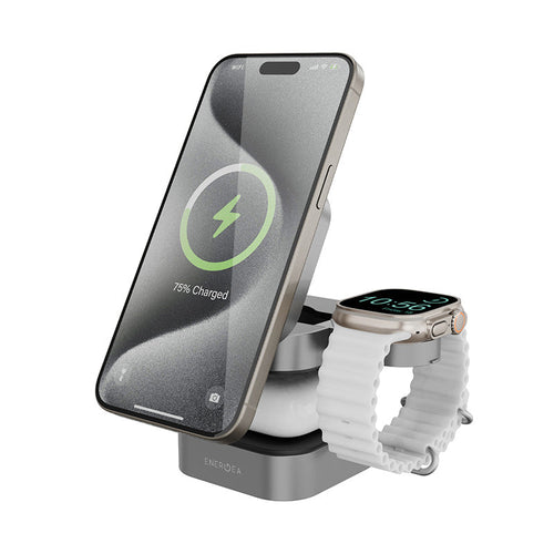 Energea MagCube 3-in-1 Foldable Qi2.0 Magnetic Fast Wireless Charger
