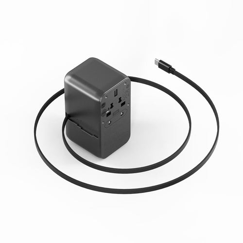 Energea Travelworld GaN 85W Travel Adapter with Built in Retractable C Cable (Gunmetal)