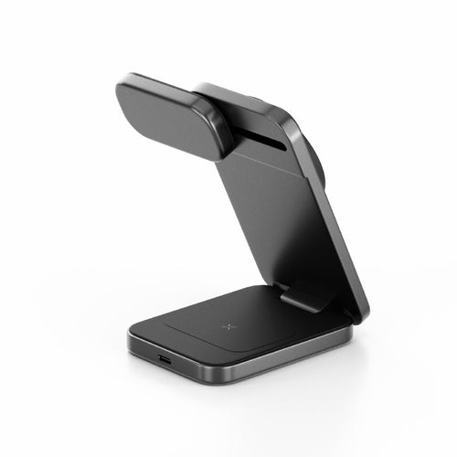 Energea MagTrio Plus 3-in-1 Foldable QI2 Magnetic Wireless Charger (Gunmetal)
