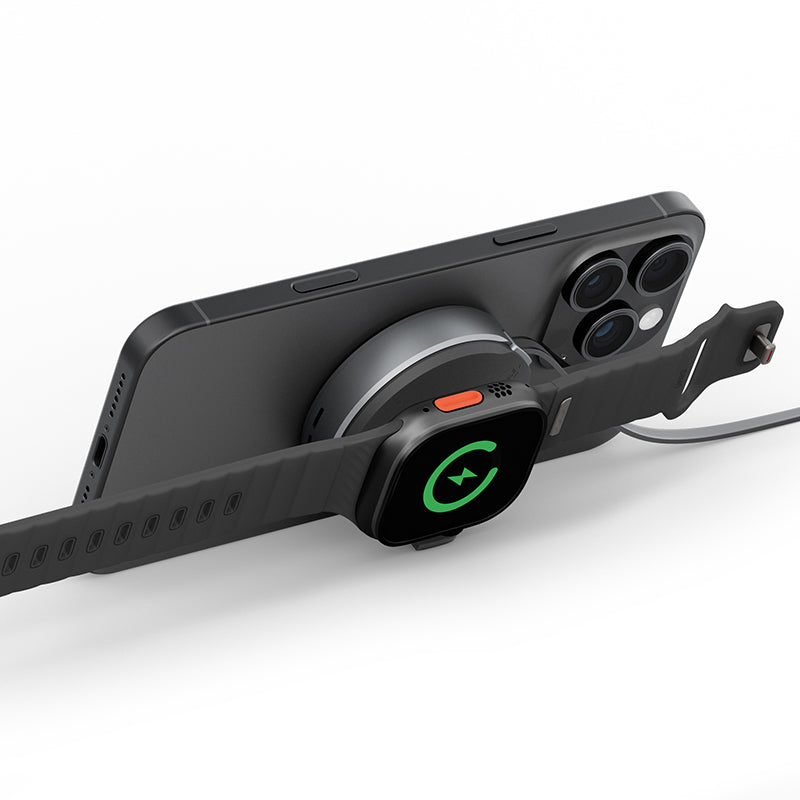 Energea Magduo ARC 2-in-1 Phone And Watch Charger With Retractable Cable (Gun)