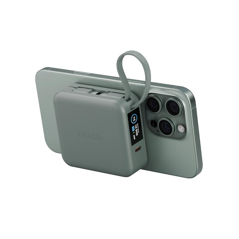 Energea MagPac Mini Plus 10000mAh Magsafe Power Bank with Build in C Cable (Green)
